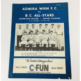 Programm Admira Wien FC (AUT) - Vancouver BC All Stars (CAN), 1958