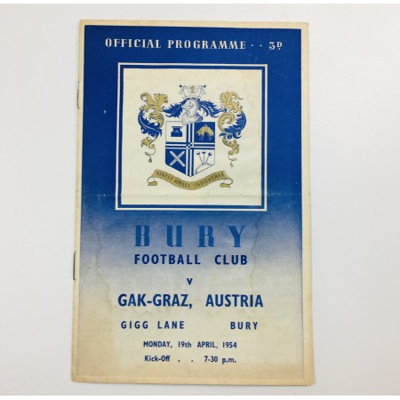 Museum Programm FC Bury (ENG) - GAK (AUT), 1954