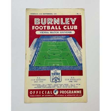 Programm Burnley FC (ENG) - First Vienna FC (AUT), 1955