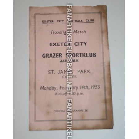 copy of Museum Programm Exeter City (ENG) - Grazer Sportklub (AUT), 1955