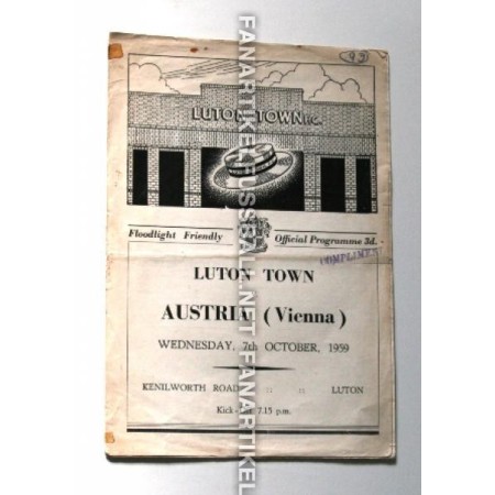 copy of Museum Programm Luton Town - Austria Wien, 1959