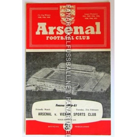 copy of Museum Programm Arsenal London - Wiener Sportclub, 1961