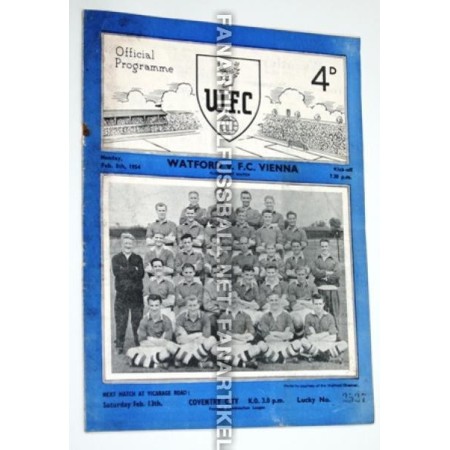 copy of Museum Programm Watford - First Vienna FC, 1954