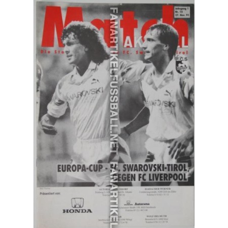 copy of Museum Programm FC Tirol - Liverpool, 1991