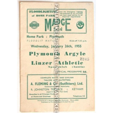 copy of Museum Programm Plymouth - LASK, 1955