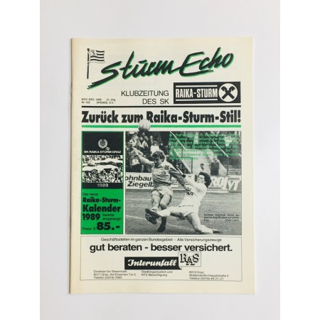 Vereinsmagazin Sturm Graz Echo, Nr. 192 von 1988